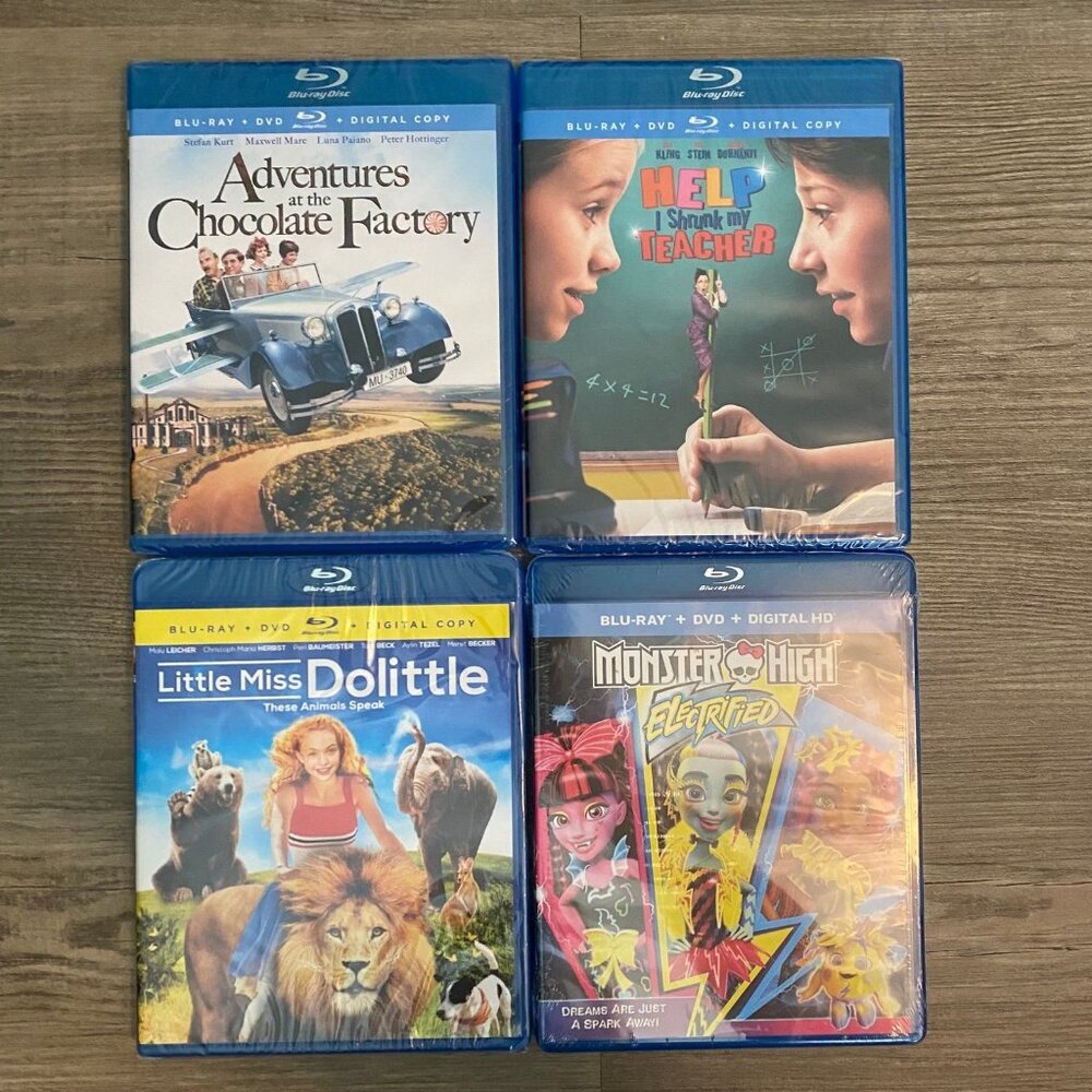 Lot of 4 BluRay Movies - Monster High Electrified, Little Miss Dolittle, Etc